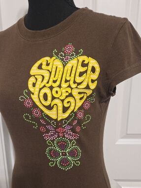 Brown "Summer of Love" Graphic Tee – Women's Casual Top